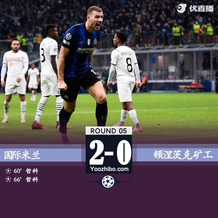 国米2-0矿工 哲科6分钟双响佩里西奇助攻